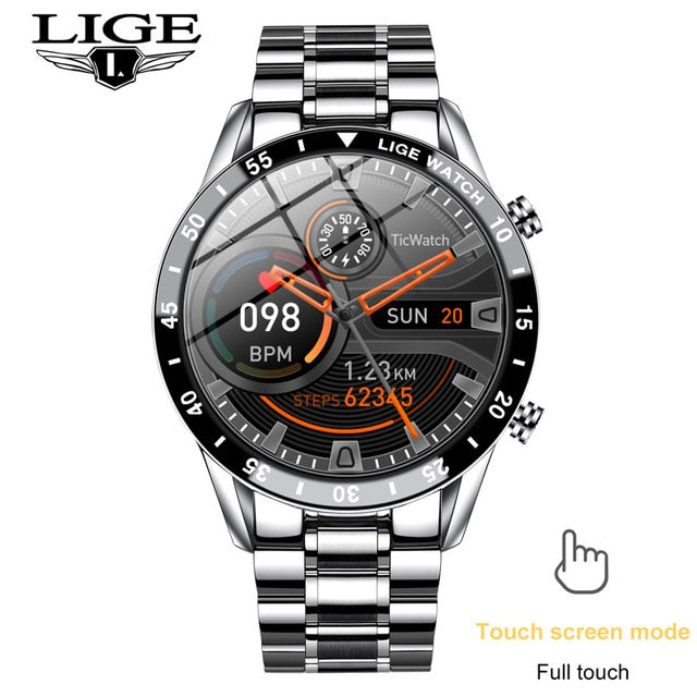 LIGE 2021 New Smart Watch Men Full Touch Screen Sports Fitness Watch IP68 Waterproof Bluetooth For Android ios smartwatch Mens