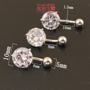 Belly button ring real 925 sterling silver prong 10mm zircon clear stone body jewelry free shipping navel ring piercing jewelry