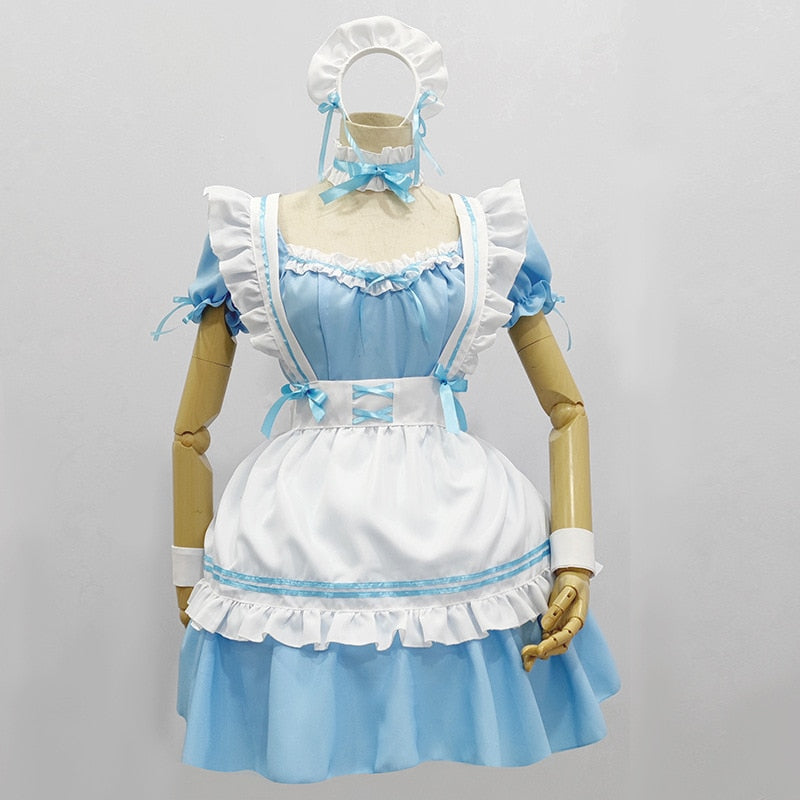 Amine Black Cute Lolita French Maid Cosplay Kostüm Kleid Mädchen Frau Kellnerin Maid Party Bühnenkostüme