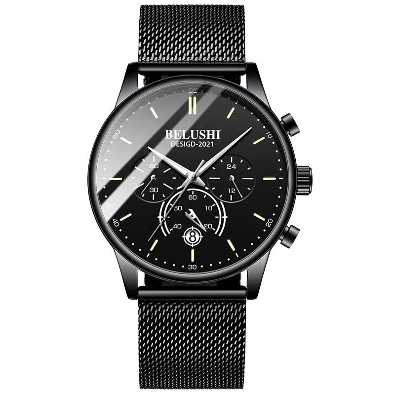 BELUSHI 2022 New Fashion Mens Watches Top Luxury Brand Sport Quartz Luminous Waterproof Chronograph Wristwatch Mens Watches