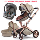 Cochecito de bebé 3 en 1, sistema de viaje Hot Mom, cochecito de paisaje alto con moisés, carro plegable para recién nacidos, F22