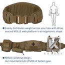 KRYDEX Tactical Padded Combat Waist Belt Multi Function MOLLE / PALS System Quick Release Buckle Military Belt Coyote Brown
