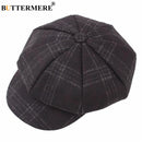 BUTTERMERE Women Wool Tweed Caps Newsboy Female Male Vintage Army Green Plaid Flat Caps Spring Painters Cabbie Duckbill Hat 2022