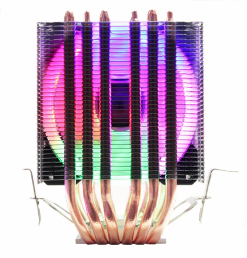 Enfriador de CPU de alta calidad, 6 tubos de calor, refrigeración de doble torre, ventilador RGB de 9cm, ventilador LED compatible con 3 ventiladores, ventilador de CPU de 3 pines para AMD y para Intel