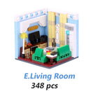 MEOA Living House Sets 6 Stile Einrichtungsbausteine ​​MOC Bricks City Friends Home Building Sets Lernspielzeug Geschenk