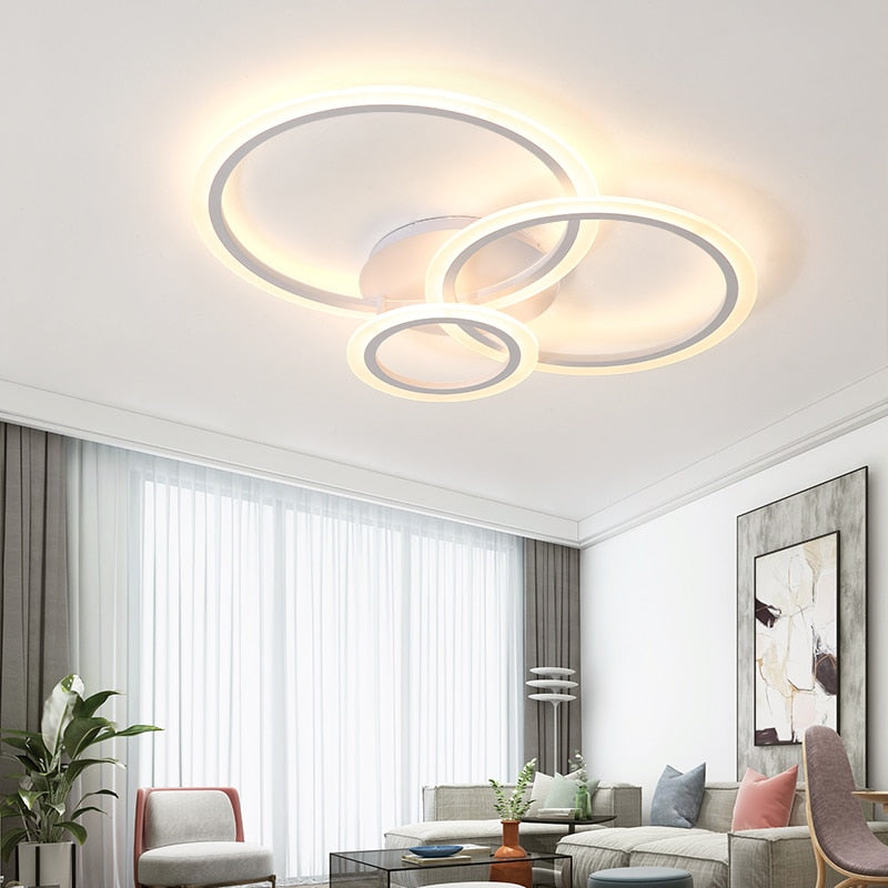 Wohnzimmer LED Deckenleuchte Acryl Runde Ringe Schlafzimmer Küche Panel Lampe Einfache Moderne Innenleuchten Mit Fernbedienung