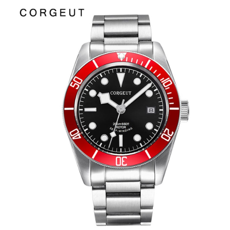 Corgeut Luxury Brand Black Dial Men NH35 Miyota Automatic Mechanical Watch Military Sport Swim Steel Mechanical Wrist Watches