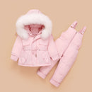 Kinder Daunenmantel Jacke + Overall Kinder Kleinkind Mädchen Junge Kleidung Daunen 2 stücke Winter Outfit Anzug Warme Baby Overalls Kleidung Sets