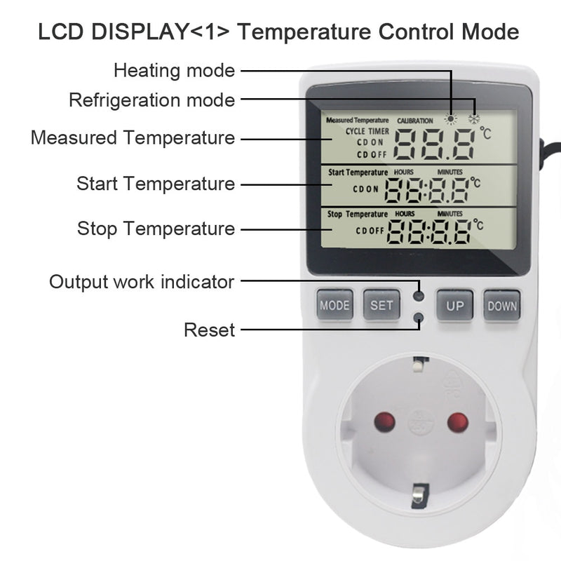 Termostato KT3100 KT3200, controlador de temperatura Digital, toma de corriente, temporizador, interruptor, Sensor de calefacción, refrigeración, 16A, 220V, para alfombrilla de calor