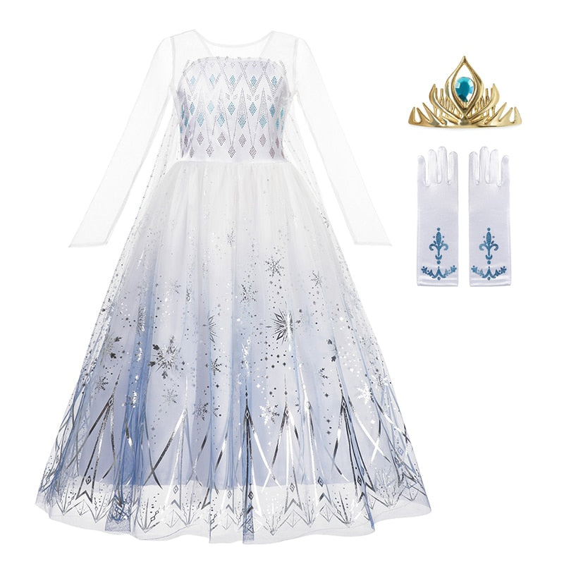 VOGUEON Schneekönigin Elsa Cosplay Kostüm Prinzessin Kleid Mädchen Pailletten Hohe Qualität Elza Dress Up Für Halloween Party Vestido Kinder