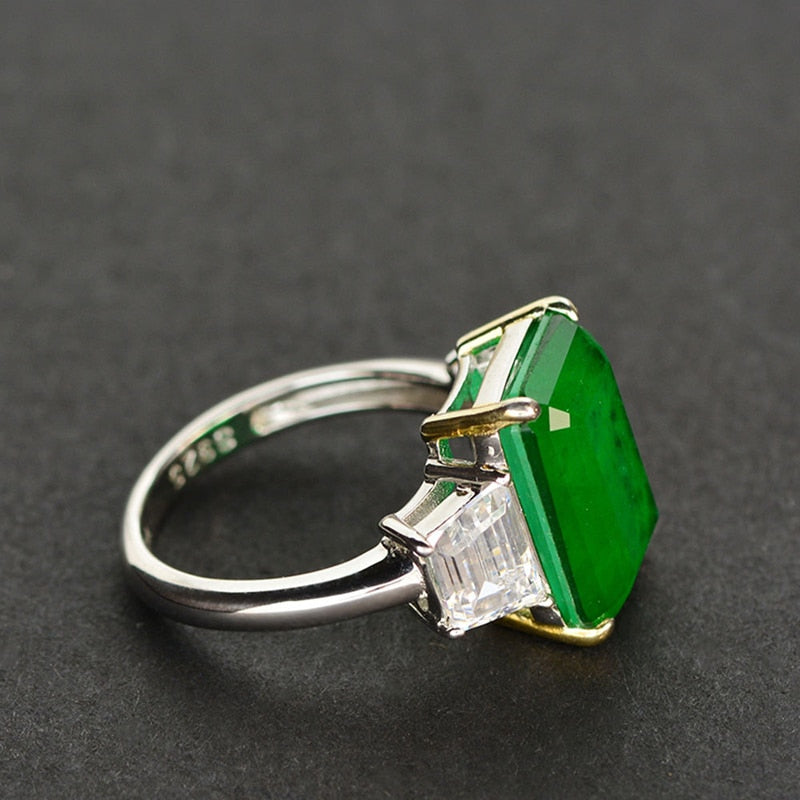 OEVAS 100% 925 Sterling Silver Created Moissanite Emerald Gemstone Birthstone Wedding Engagement Ring Fine Jewelry Wholesale