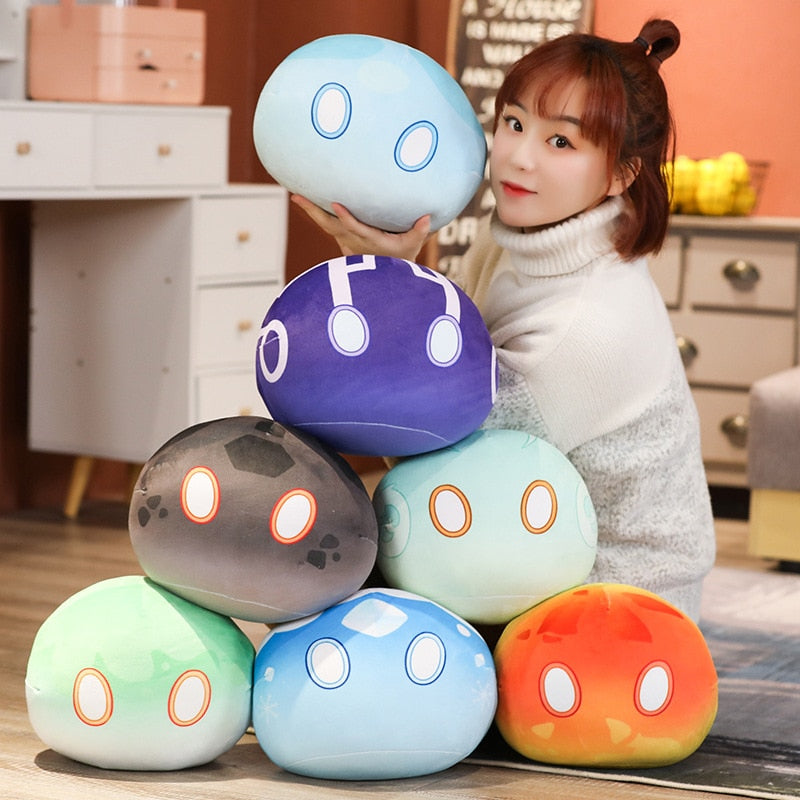 Anime Velvet Cartoon Pendant Game Genshin Impact Cosplay Slime Plush Pillow Project Elements Kids Toys Girls Gifts Spinning Ball