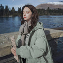 Abrigo de mujer 2022 nueva versión coreana suelta de longitud media con cremallera abajo chaqueta acolchada con capucha gruesa prendas de vestir de invierno tendencia femenina