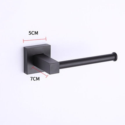 55CM Matte Black Double Towel Bars Bathroom Towel Hanger Space Aluminum Bathroom Accessories Towel Rack Towel Ring  Toilet Brush