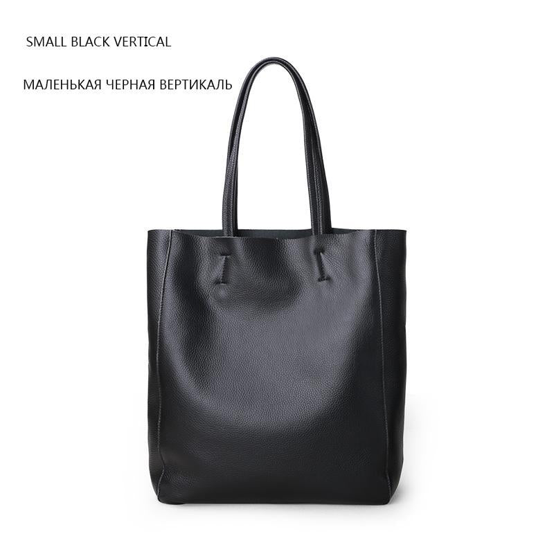 Bolso de hombro de cuero informal Simple para mujer, diseñador de marca de lujo, bolsos de mano de cuero genuino para mujer, bolso de viaje, bolso de mano grande para mujer