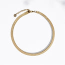 Women Stainless Steel Jewelry Titanium Pave Chain Wrap Necklace Punk Hiphop Designer Simply Gown Sweet Boho Trendy