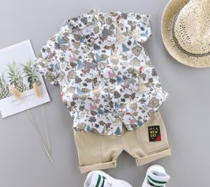 Conjunto de ropa de verano para bebés, camisa de manga corta con estampado de dinosaurio de dibujos animados para niños y pantalones de 1, 2, 3 y 4 años, atuendo para niños pequeños