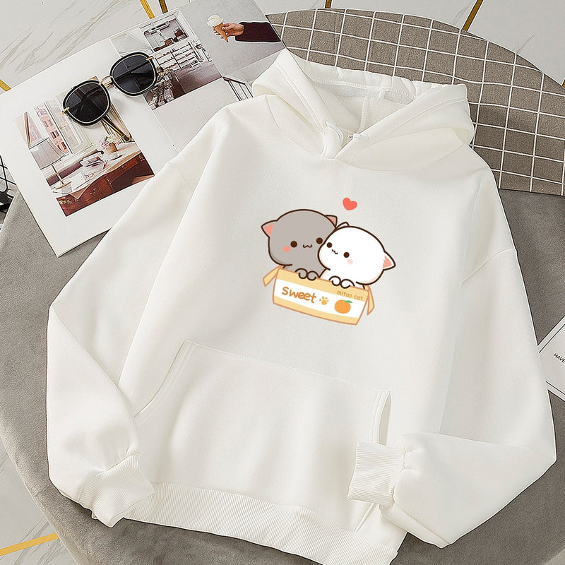 Grunge Aesthetic Hooded Hoodies Women Kawaii Oversized Graphic Sweatshirt Ladies Casual Harajuku Couple Clothes Sudadera Mujer