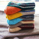 Winter neue Herren dicke Wärme Harajuku Retro hochwertige gestreifte Mode Wolle Freizeitsocken 5 Paar