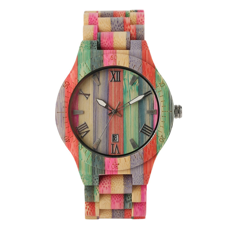 Women Quartz Bamboo Watches Wooden Watch Couple Watches Natural Multi-Colored Bracelet Lovers New Concept Wood Wristwatch