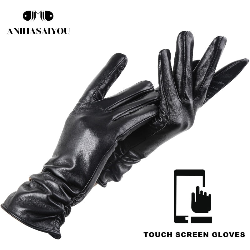 2019 fashion new products winter leather gloves short leather gloves women Wrist tightening design winter leather gloves women