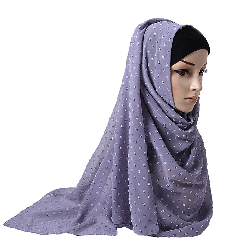 Luxuey Pom Pom Bubble gasa Hijab bufanda mujer chal largo Wrap musulmán diadema Maxi islámico Sjaal 180*70cm