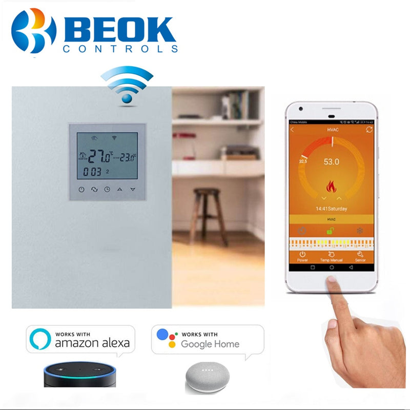 BEOK 220V Smart WIFI Heating Thermostat for Water/Electric Floor Heating Warm Floor Smart Home Control work with Google Alexa