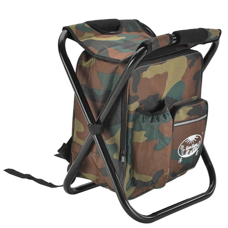 2 in 1 Klappbarer Angelstuhl Tasche Angelrucksack Stuhlhocker Praktisch verschleißfest für Outdoor-Jagd-Kletterausrüstung