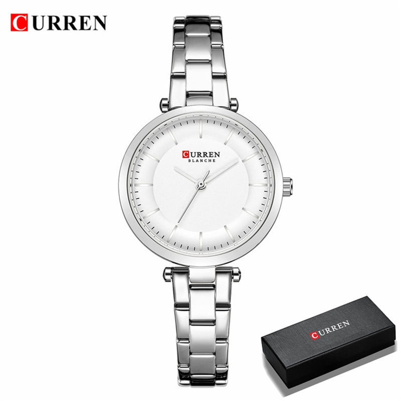 CURREN Women Watches Luxury Metal Bracelet Wristwatch Classy Fashion Quartz Clock Blue Female Stainless Steel Dress Watch