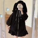 Hasenohren Hoodies Frauen Reißverschluss Sweatshirts Mantel Lange Laterne Ärmel Mit Kapuze Lolita Niedliche Süße Mädchen Harajuku Warm Baggy Outfits