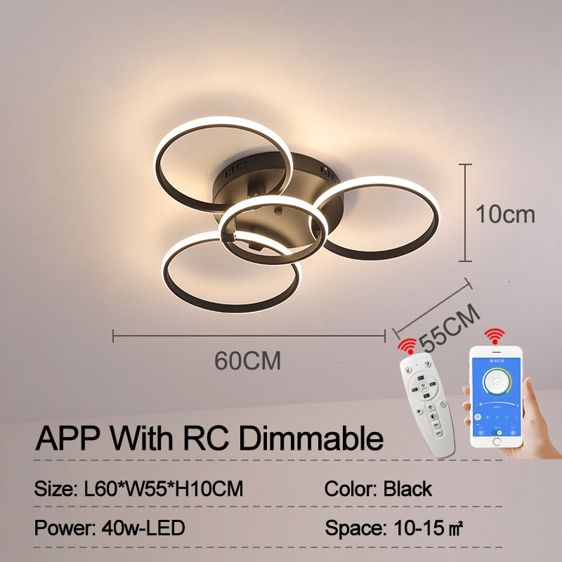 NEO Gleam Moderne LED-Deckenleuchten Lampe New RC Dimmable APP Circle Rings Designer für Wohnzimmer Schlafzimmer Deckenleuchten