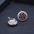 GEM'S BALLET 11.65Ct Natural Red Garnet Gemstone Earrings Ring Set 925 Sterling Silver Round Jewelry Set For Women Wedding