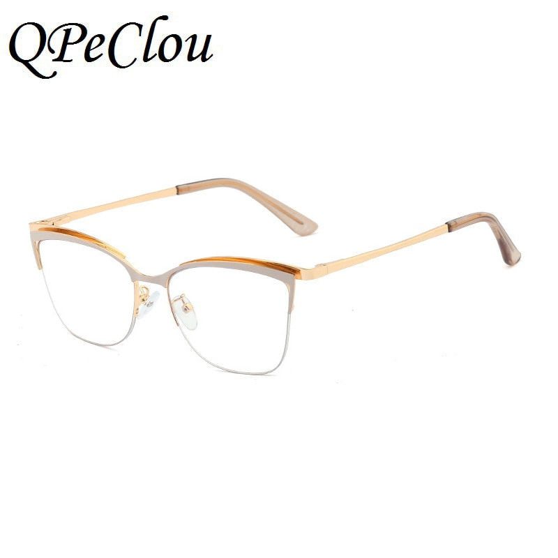 2021 Fashion Square Anti-Blau Brillengestell Frauen Vintage Metall Optische Transparente Brillen Weiblich Kein Grad Oculos Feminino