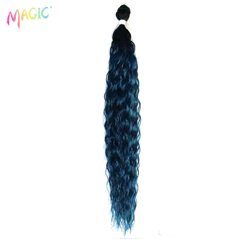 MAGIC Deep Curly Synthetic Hair Weave Deep Wave Hair Bundles 28"30"32"Inches Ombre Color Two Tone Curly Hair Extension 120g