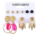 2020 Vintage Frauen Tropfen Ohrringe Set Böhmen Acryl Quaste Perle Legierung Lange Anhänger Ohrringe Geometrische Schmuck Party Geschenk