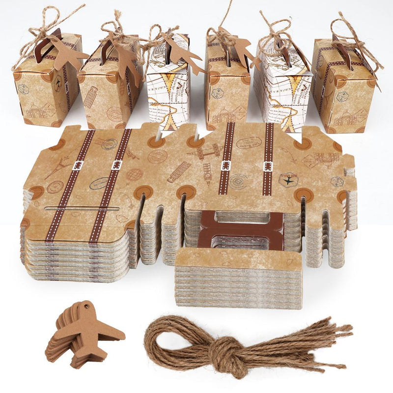 Ourwarm 50 Uds. Favores de boda papel Karft caja de regalo de dulces brújula con etiqueta regalo de boda para invitados recuerdo decoración de fiesta de nacimiento