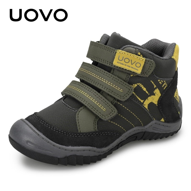 UOVO New Arrival School Shoes Mid-Calf Boys Hiking Fashion Sport Outdoor Children Casual Sneakers Size