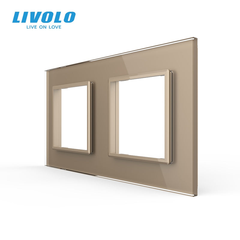 Livolo Luxury White Pearl Crystal Glass, EU standard, Double Glass Panel For Wall Switch&Socket, C7-2SR-11  (4 Colors)