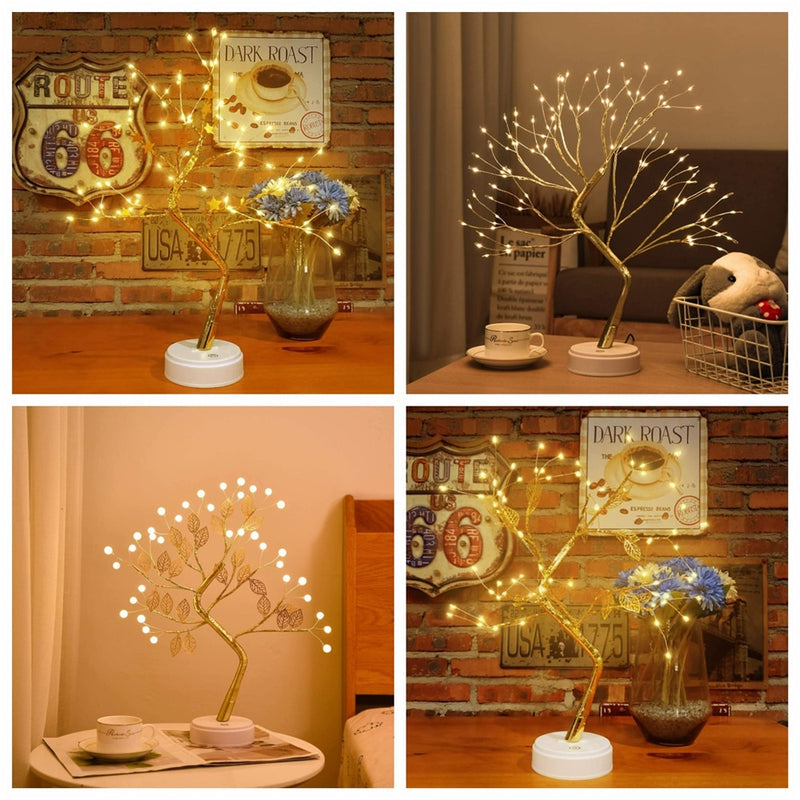LED Nachtlichter Mini Weihnachtsbaum Tischlampe Girlande Fairy String Light Kid Geschenke Home Indoor Room Decor Weihnachtsdekoration