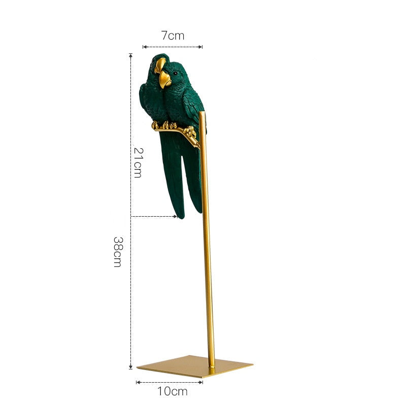 Nordic Creative Resin Simulated Animal Parrot Bird Crafts Ornaments Gold Modern Home Desktop Decoration Miniature Figurines