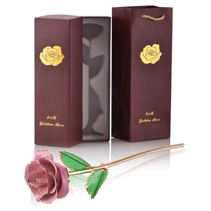 Gifts for Women 24k Gold Dipped Rose with Stand Eternal Flowers Forever Love In Box Girlfriend Wedding Christmas Gifts for Her