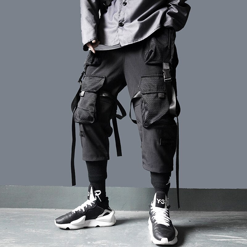 11 BYBB'S DARK Cargo Pants Hombres Harajuku Streetwear Tactics Pantalones Cinta Multi-bolsillo Pantalones Cintura elástica HipHop Hombre DG29