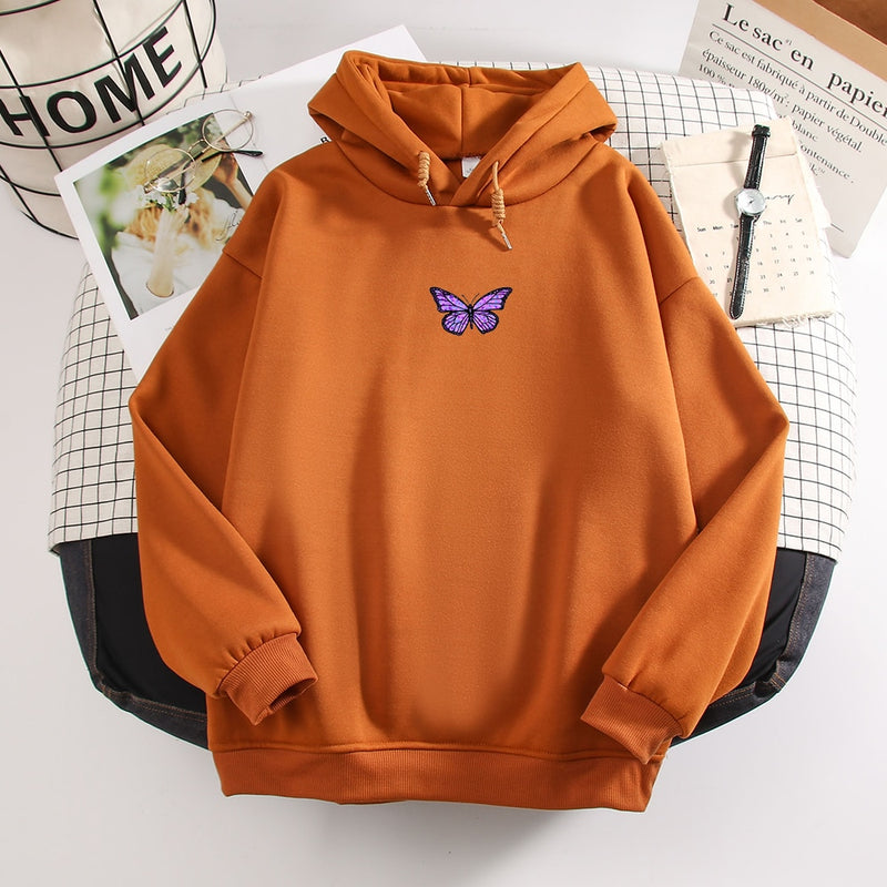 Damen Sweatshirts Hoody Butterfly HOODIE NEU 2020 Student's Vielseitiges Top Kpop Hiphop Sweatshirt Literarischer Vintage Kapuzenmantel