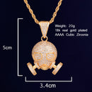 Skull Mask Pendant Necklace  Gold Color Plated Charm AAAA Cubic Zircon Men's Hip Hop Rock Jewelry