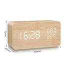 Wecker LED Digital Wooden USB/AAA Powered Tischuhr mit Temperatur Feuchtigkeit Sprachsteuerung Snooze Elektronische Tischuhren