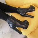 Onlymaker Frauen Round Toe High Heel Plateau Stiefeletten Block Chunky Heels Fashion Warm Herbst Winter Big Size Handmade Booties