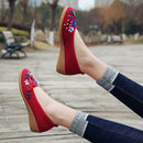 Veowalk Marke 3D Blumenapplikationen Frauen Leinen Slip on Ballerinas Atmungsaktiver Stoff Damen Casual Chinesische Schuhe Ballerina