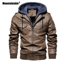 Mountainskin, novedad de 2021, chaquetas de cuero con capucha para hombre, chaqueta informal de otoño para motocicleta, chaqueta de PU, abrigos de cuero para motorista, ropa de marca SA744