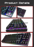METOO Wired Gaming Mechanische Tastatur mit Hintergrundbeleuchtung, 89 Tasten, Anti-Ghosting, Blau, Rot, Braun, Schalter, Zahlentasten für Spiel, Laptop, PC, Russisch