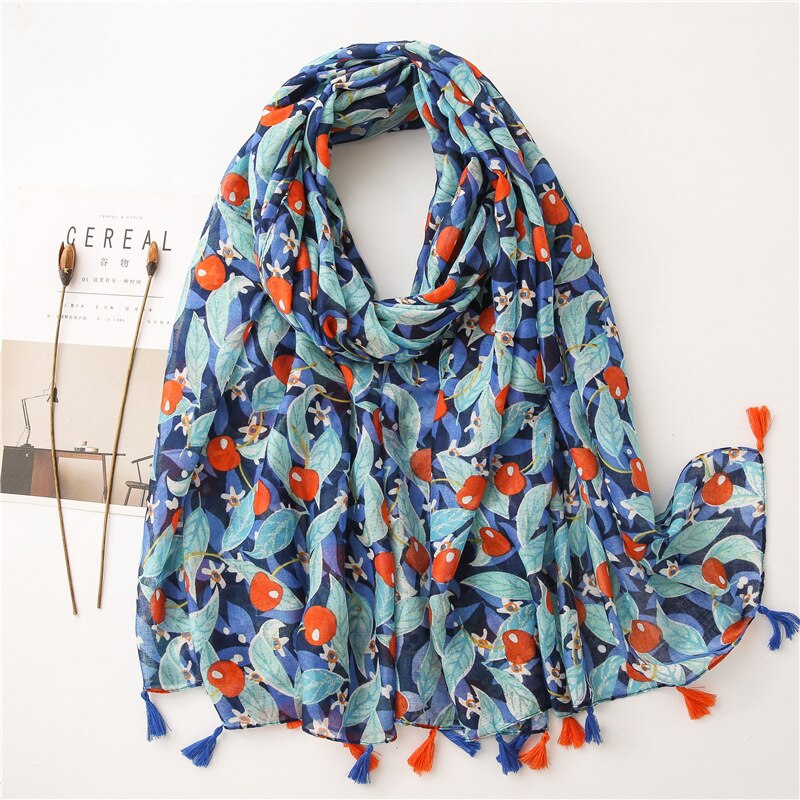 2020 fashion spring summer geometry printing cotton scarf with tassel fashion wraps shawls sunscreen beach hijabs wholesale